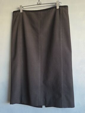 NARCISO RODRIGUEZ DARK GREY WAXED CANVAS COTTON PENCIL SKIRT, SIZE US 6, NWOT